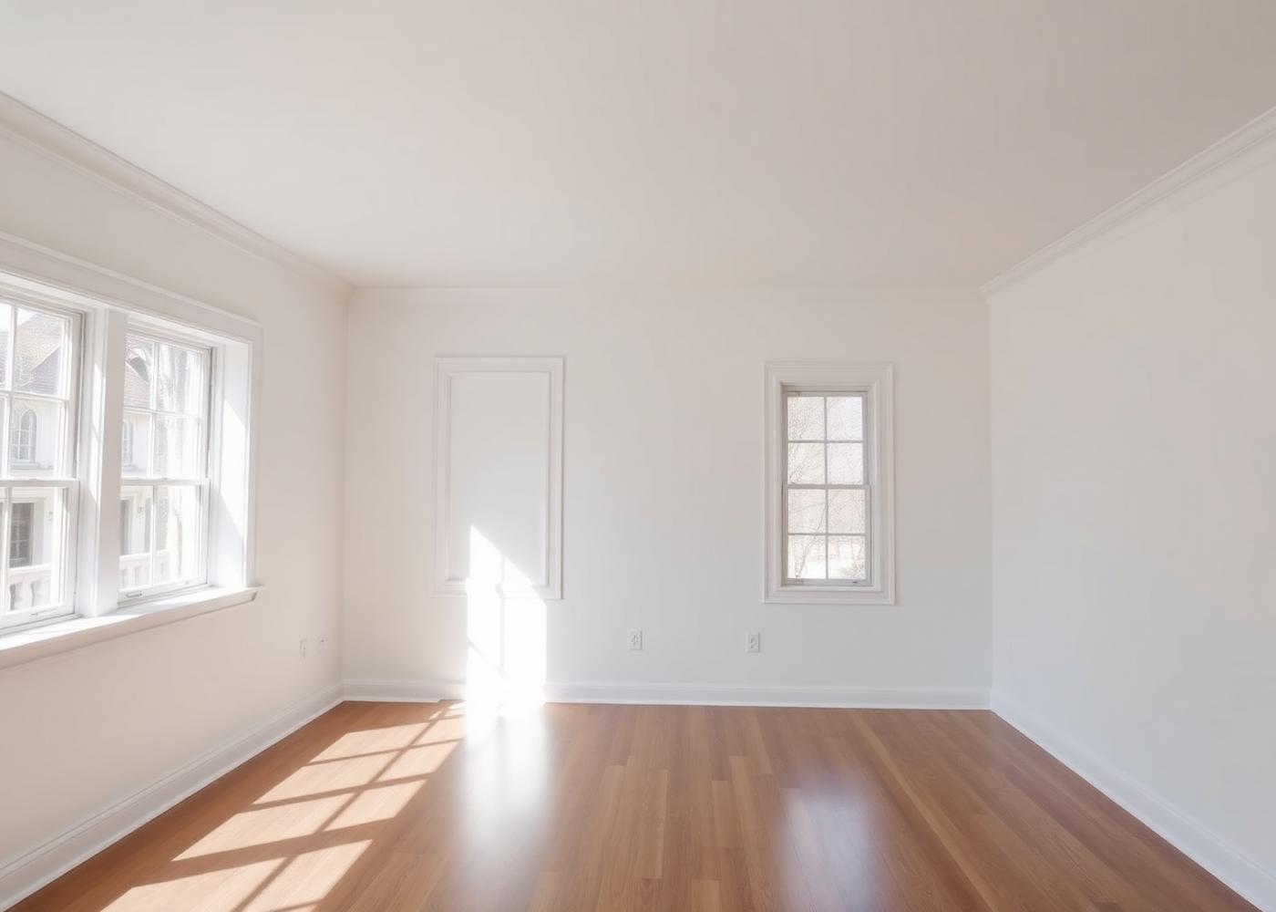 The same living room after painting with fresh warm neutral walls